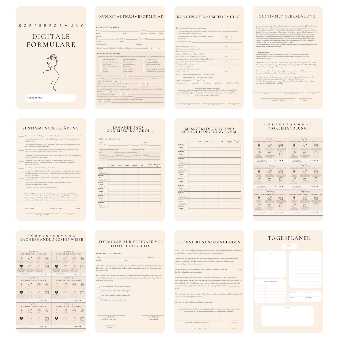Körperformung Digitales Formularpaket