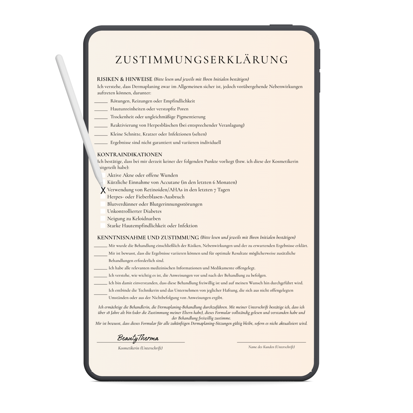 Dermaplaning Digitales Formularpaket