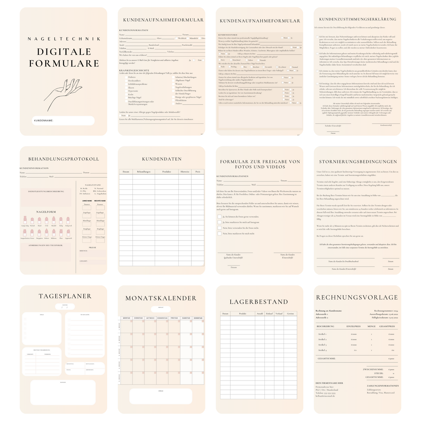 Nageltechnik Digitales Formularpaket