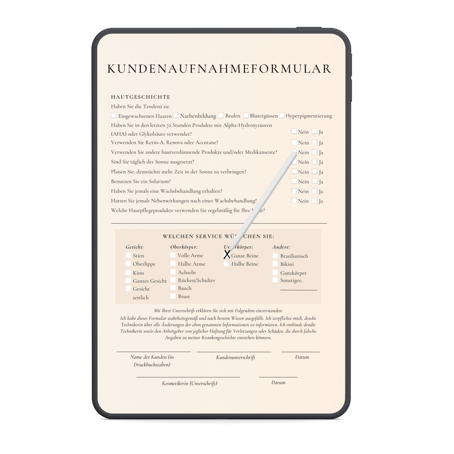 Waxing Digitales Formularpaket