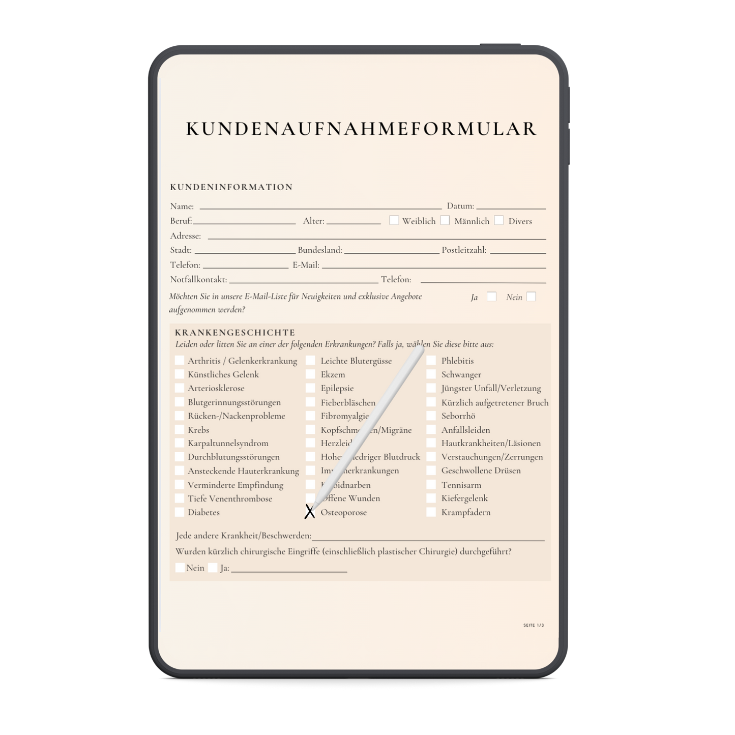 Massage-Therapie Digitales Formularpaket
