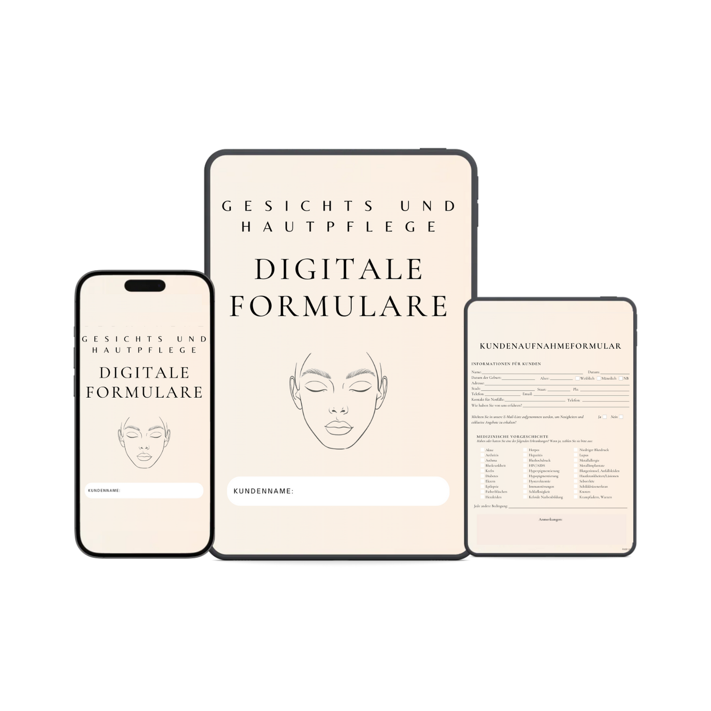 Gesichts- & Hautpflege Digitales Formularpaket
