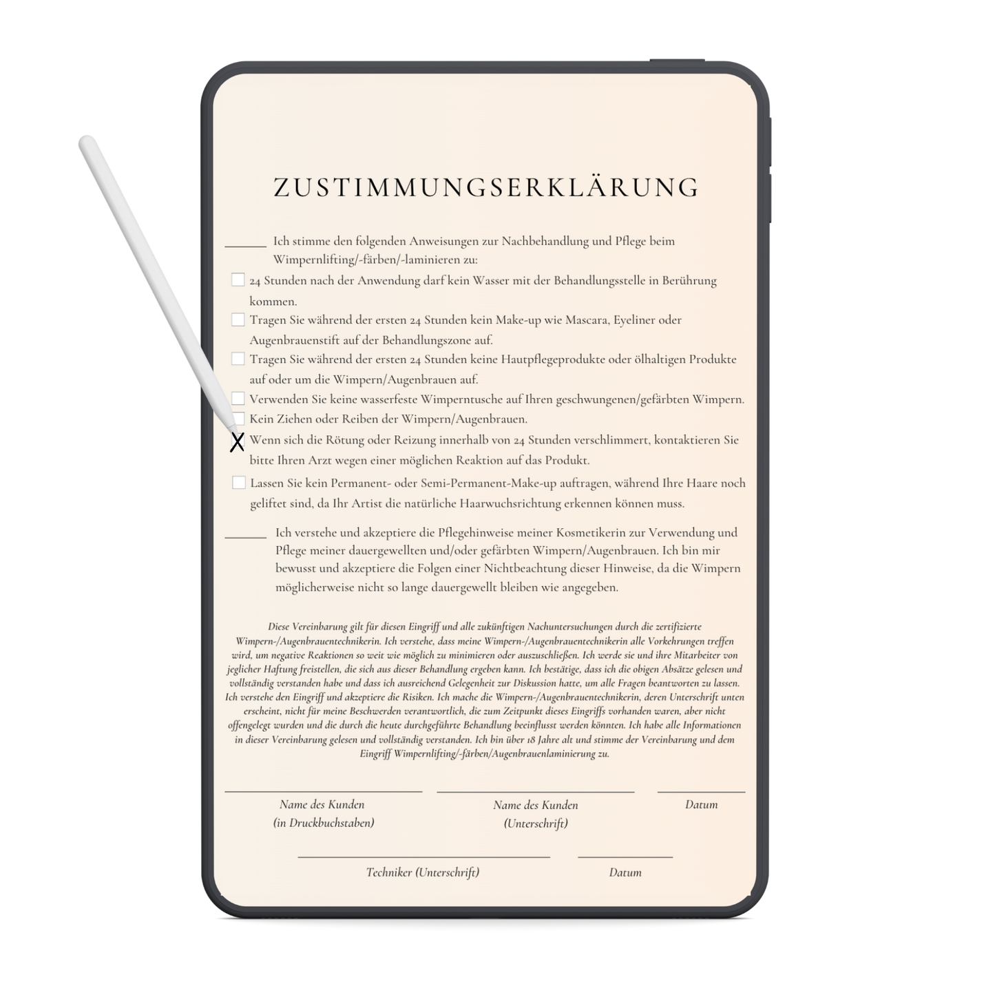 Wimpernlifting und -färben & Augenbrauenlaminierung Digitales Formularpaket
