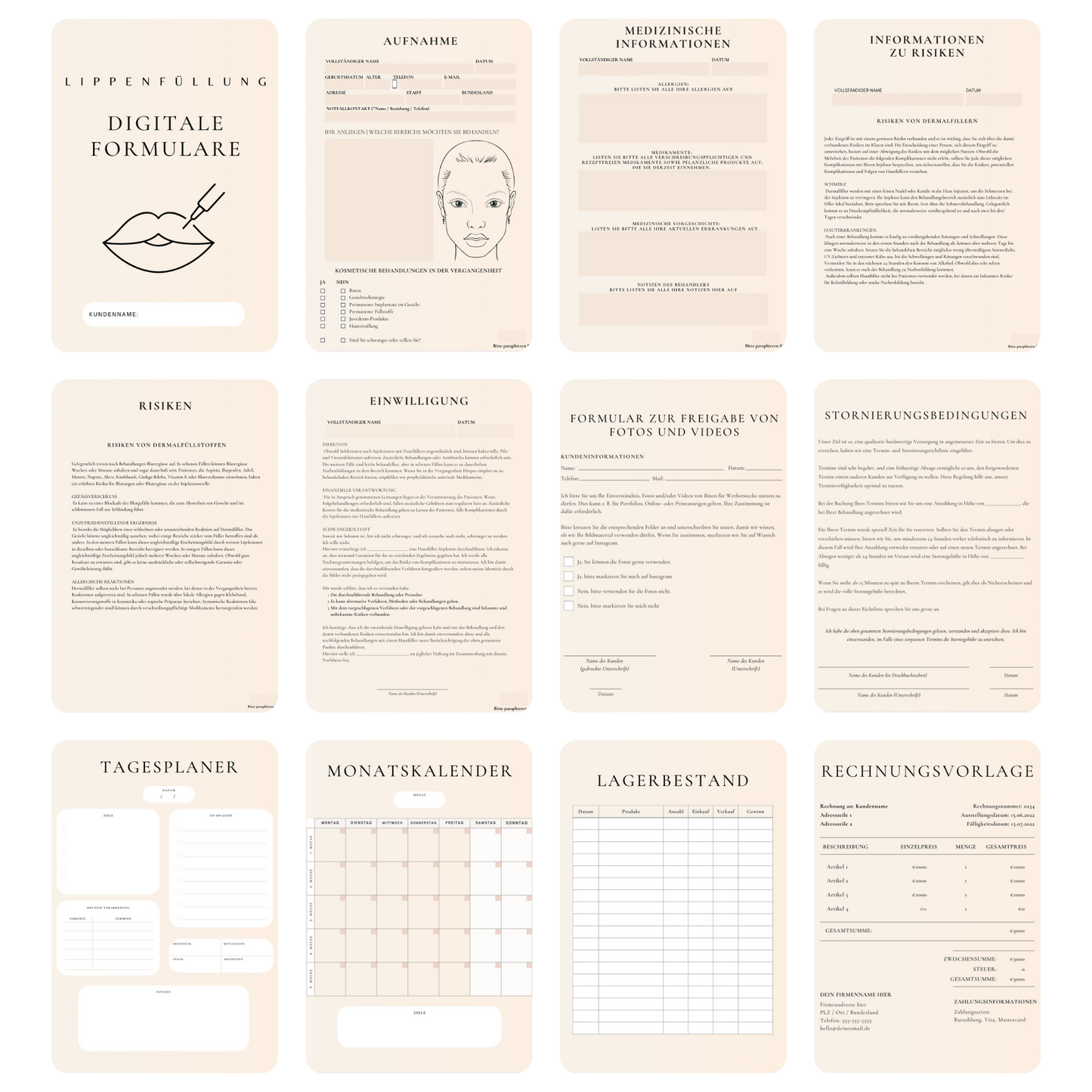 Lippenfüllung Digitales Formularpaket