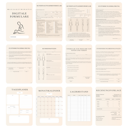 Massage-Therapie Digitales Formularpaket