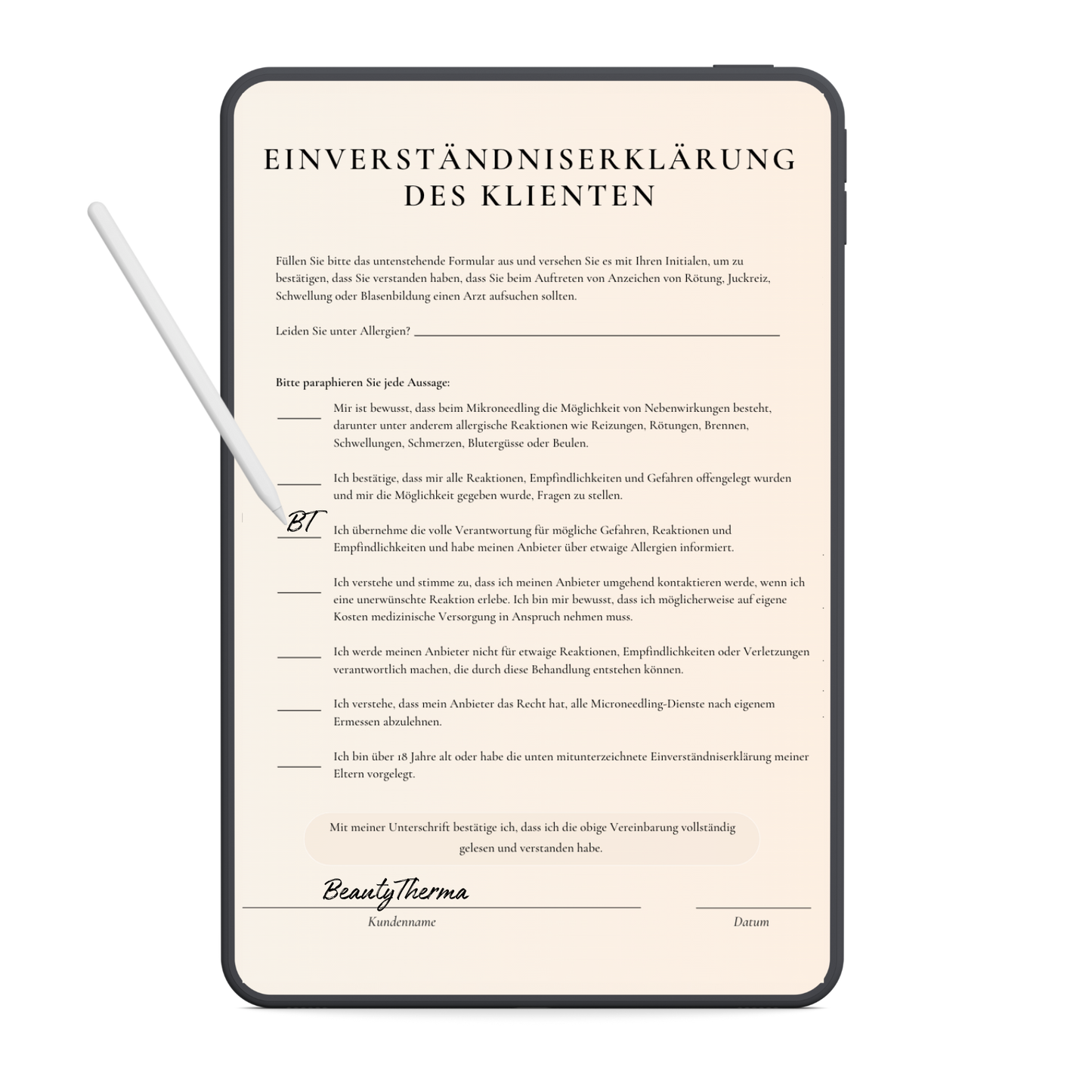 Mikroneedling Digitales Formularpaket