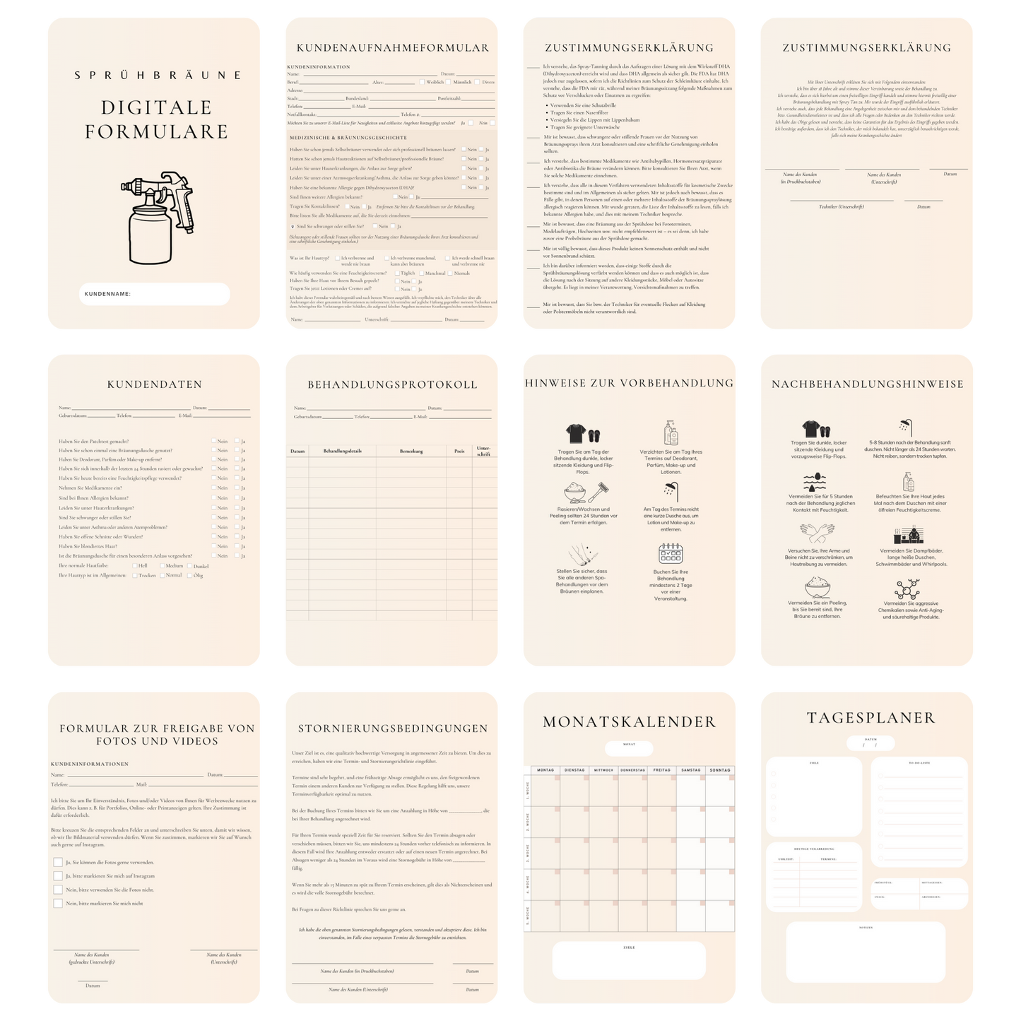 Sprühbräune Digitales Formularpaket