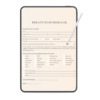 Tattooentfernung Digitales Formularpaket