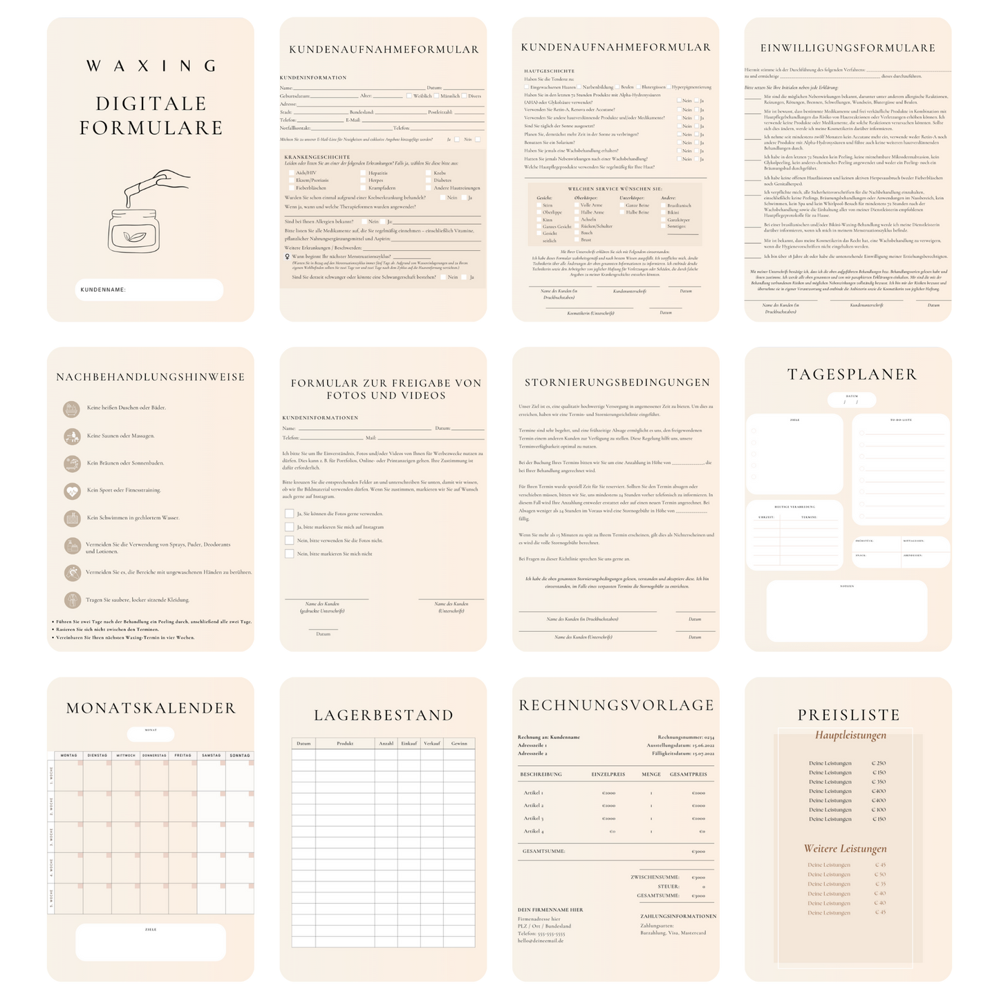 Waxing Digitales Formularpaket
